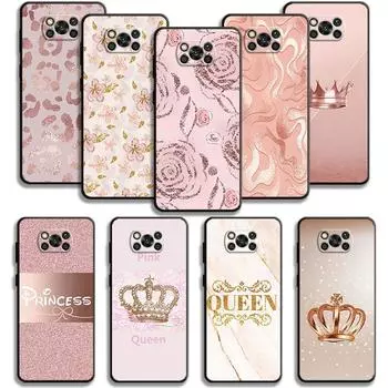 Чехол для Xiaomi Poco X3 Nfc X4pro M3 C40 для Mi 12 11 10 10t 8 Note10 Lite 11ultra 11t Pro F1 розовое золото розовая королева принцесса For Mi Note 10 Lite