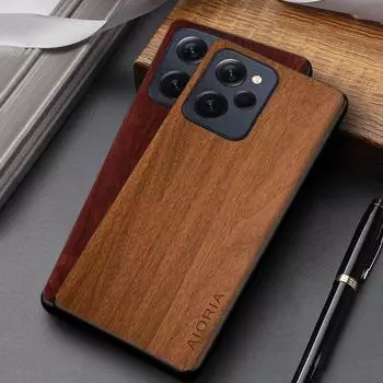 Чехол для Xiaomi Poco X5 X6 M6 Pro 4G 5G, уникальный легкий чехол из искусственной кожи с деревянным узором для POCO X5 Pro, чехол Funda POCO X5 чёрный