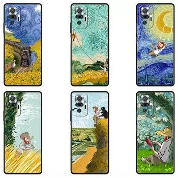 Чехол для Xiaomi redmi note 11 10 9 pro 11T 9 9C 9A 8 K40 Funda Note 8pro 7 9S 9T, чехол в стиле ретро, картина маслом, искусство Ван Гога, подсолнух Redmi Note 8