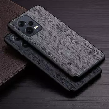 Чехол для Xiaomi Redmi Note 12 Pro Plus Turbo 5G 4G, чехол из бамбукового дерева с рисунком, кожаный чехол, роскошный чехол для redmi note 12 pro Redmi Note 12 4G чёрный