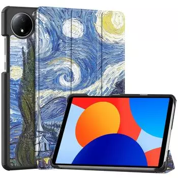 Чехол для Xiaomi Redmi Pad SE 8.7 2024, новый чехол-подставка из искусственной кожи с тремя складками, чехол-подставка для планшета, чехол для redmi pad se 8.7 дюймов, умный чехол Redmi Pad SE 8.7 красный