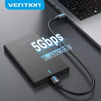 Чехол для жесткого диска Vention 2,5 SATA-USB 3,0, адаптер для жесткого диска, корпус жесткого диска для SSD-диска, коробка для жесткого диска USB 3,0 Micro B HD внешний чёрный