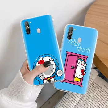 Чехол Doraemon TPU для iPhone XR 7 8 14 15 11 12 13 X XS Pro Max Xiaomi Redmi 13C Note 9 Samsung A22 S23 S24 Ultra Plus VIVO Samsung S9 аэро