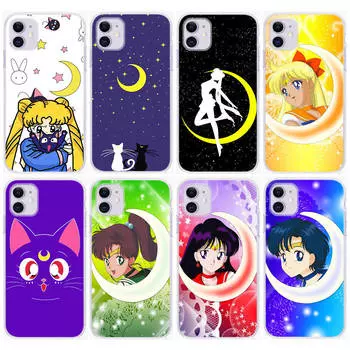 Чехол DT23 Sailor Moon для Samsung A04 A14 A23 A34 A54 M23 M33 M52 M53 Realme 10 9 C30S C35 C55 VIVO Y02S Y21 Y33S Y51 X80 Pro Прозрачная крышка Tecno POP 5 арлекин
