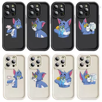 Чехол E-11 Tom Mouse для iPhone 15 14 13 12 8 Plus Samsung S24 S23 Ultra A04S A05S Huawei P40 P50 P60 Nova 11 Pro Max OPPO A17K Reno 10 iPhone 15 Pro Max коричневато-жёлтый