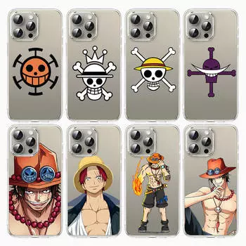 Чехол E-36 One Piece Ace для iPhone 7 8 11 12 13 14 15 16 Pro Max Plus Mini Xiaomi Redmi A3 9A 9C 10A 10C 13C Note 9 11 Realme Narzo C30 C55 Redmi Note 6 Pro серый