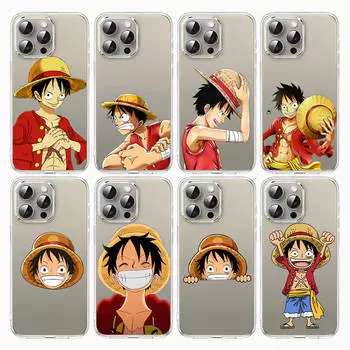 Чехол E-41 One Piece Luffy для iPhone 7 8 11 12 13 14 15 16 Pro Max Plus Mini Xiaomi Redmi A3 9A 9C 10A 10C 13C Note 9 11 Realme Narzo C30 C55 Redmi A3 серый