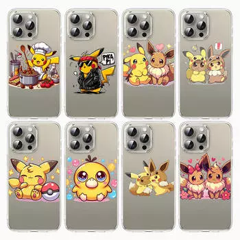 Чехол E-54 Pokemon Pikachu для iPhone 7 8 11 12 13 14 15 16 Pro Max Plus Mini Xiaomi Redmi A3 9A 9C 10A 10C 13C Note 9 11 Realme Narzo C30 C55 Realme 8 5G кожа буйвола