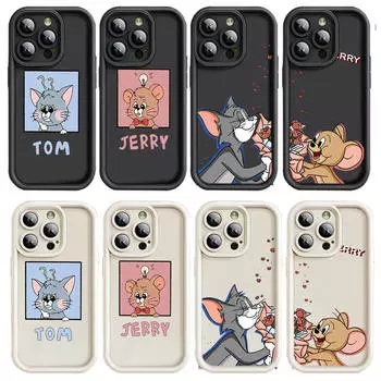 Чехол E-6 Tom and Jerry для iPhone 15 14 13 12 8 Plus Samsung S24 S23 Ultra A04S A05S Huawei P40 P50 P60 Nova 11 Pro Max OPPO A17K Reno 10 Huawei P60 Pro олений
