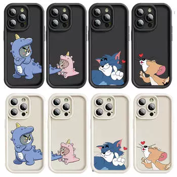 Чехол E-7 Tom and Jerry для iPhone 15 14 13 12 8 Plus Samsung S24 S23 Ultra A04S A05S Huawei P40 P50 P60 Nova 11 Pro Max OPPO A17K Reno 10 iPhone 15 Pro Max зелёный