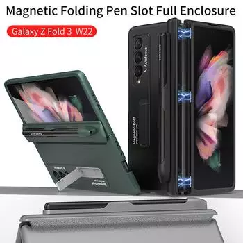 Чехол Ebesfous для Samsung Galaxy Z Fold 3 с магнитным держателем, чехол «все включено» для Galaxy Z Fold3, защитный чехол с S Pen for Galaxy Z Fold 3 чёрный