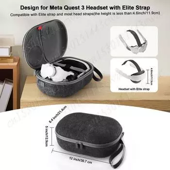 Чехол EVA Hard Carry Case с защитой от царапин и плечевым ремнем для Oculus Quest 3 и Meta Quest 3 чёрный