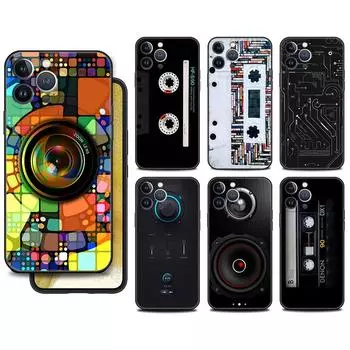 Чехол Funda для Apple iPhone 14 11 13 7 12 Pro 7 XR XS Max 8 Plus 6 14Pro, черный чехол для телефона, винтажная кассета в стиле ретро iPhone 14 Pro Max