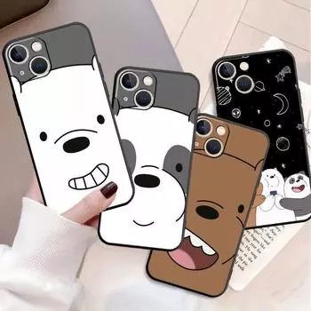 Чехол Funda для Apple iPhone 14 11 13 7 12 Pro 7 XR XS Max 8 Plus 6 14Pro 13Mini черный мягкий чехол для телефона We Bare Bears Cartoon iPhone 14 Pro Max
