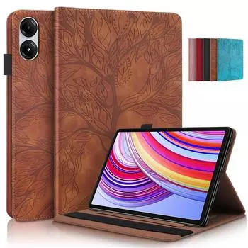 Чехол Funda For Redmi Pad Pro Case 12.1 дюймов Emboss Tree PU Leather Flip Cover для Poco Pad Xiaomi Redmi Pad Pro Case Coque 12.1 Poco Pad (12.1 inch) чёрный