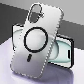 Чехол Fundas For iPhone 16 15 Pro Max Candy Color Matte Phone Case For Apple 14 13 12 11 Pro Max 15 16 Plus For Magsafe Magnetic Magsafeing Soft Phone Cover For iPhone 16 ProMax белый