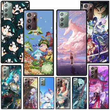 Чехол Genshin Impact для Samsung Galaxy Note 20 Ultra 10 Lite 9 8 A53 A52 A12 S22 S21 FE S20 Plus TPU черный чехол для телефона Samsung Note 20