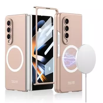 Чехол Gkk для Samsung Galaxy Z Fold 4, ультратонкий пластиковый жесткий чехол Magsafe с беспроводной зарядкой для Galaxy Z Fold4 со стеклянным чехлом for Galaxy Z Fold 4