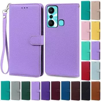 Чехол Hot 20i для Infinix Чехол Hot 20i кожаный чехол-кошелек с откидной крышкой для Infinix Чехол Hot 20i X665C X665E Чехол для телефона Coque Fundas For Infinix Hot 20i циан