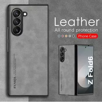 Чехол из овечьей кожи, тонкий, задняя крышка для Samsung Galaxy Z Fold 6, 5, 4, 3, Samung 5G, камера, противоударный, складной, деловой, модный For Samsung Z Fold 6