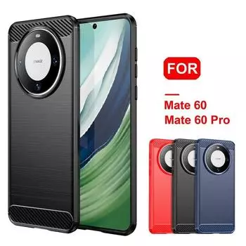 Чехол из углеродного волокна для Huawei Mate 60 Mate60 Pro RS, Мягкая силиконовая задняя крышка для телефона Huawei Mate 60 Pro, противоударный чехол For Mate 60 чёрный