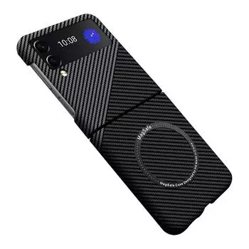 Чехол из углеродного волокна для Samsung Galaxy Z Flip 3 Flip 4 5g, магнитный чехол с чехлом для беспроводной зарядки Magsafe Galaxy Z Flip 4