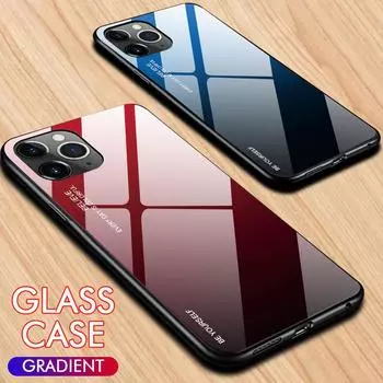 Чехол из закаленного стекла с градиентом для iPhone 12 11 Pro Max, чехол для iPhone X XR XS Max 7 8 6 6s 7 Plus 8 Plus 11 Pro Max 12 Mini Cover For iPhone 6 6s розовый