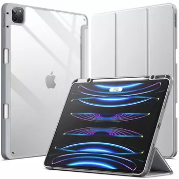 Чехол JEDirect для iPad Pro 12,9 дюйма (2022202120202018 Модель) Карандашница для хранения Прозрачная задняя крышка Тонкая подставка Амортизирующий чехол для планшета Авто