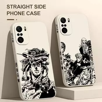 Чехол JoJo s Bizarre Adventure для Xiaomi Redmi Note 12 12Pro 11 11S 11T 10S 10 Pro Plus 5G с жидким левым чехлом для телефона с веревкой Redmi Note 8