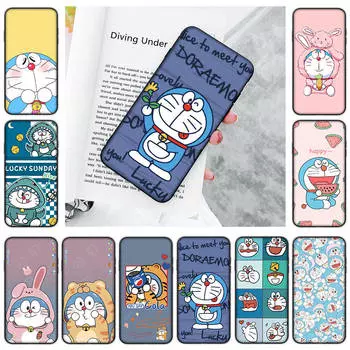 Чехол JW82 Doraemon Black Sofe для Xiaomi Poco X6 X4 M5 M6 F5 F6 C65 C55 C50 C51 C40 Pro Redmi 14C A3X 13C 12C 11T 10A 9C Note 7 6 8A Plus Xiaomi Poco C51 4G пламенный