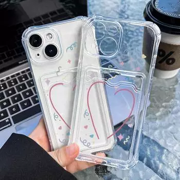 Чехол-карточка для iPhone 11 13 XR 15 14 Pro Max iPhone 12 16 7 8 Plus XS Max Samsung S24 S23 A15 A55 A05 A54 Redmi 12 13C 13 9 с защитой от мультфильмов iPhone 11 чистый