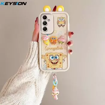 Чехол KEYSION Cute Ear 3D Cartoon для Samsung A55 5G A35 с браслетом, мягкий силиконовый противоударный чехол для телефона Galaxy A25 A15 5G for Samsung A55 5G