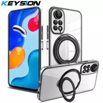 Чехол KEYSION с прозрачным покрытием для Redmi Note 11 11S 12 Pro, чехол-подставка для телефона с кольцом для Xiaomi 13 Lite 12T 11T POCO X5 X4 X3 NFC for Redmi Note 11 серебряный