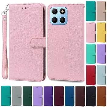 Чехол-кошелек для Funda Honor X6S, кожаный чехол-раскладушка для телефона Honor X6 VNE-LX1, чехол Fundas для HonorX6, силиконовый чехол for Honor X6 темно-синий