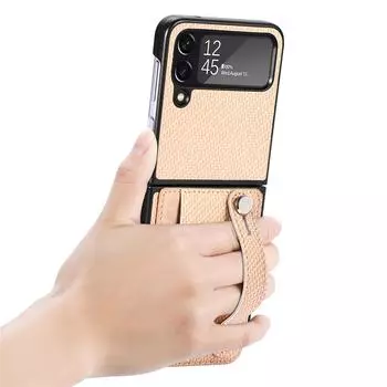 Чехол-кошелек из углеродного волокна с защитой от пыли для Samsung Galaxy Z Flip 4 5 5g Flip4 Flip3 Flip5 Flip 3 Zflip5 противоударный держатель для карт for samsung Z Flip 3 чёрный
