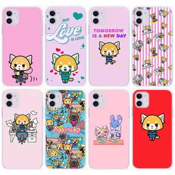 Чехол KT60 Aggretsuko для Samsung A04 A14 A23 A34 A54 M23 M33 M52 M53 Realme 10 9 C30S C35 C55 VIVO Y02S Y21 Y33S Y51 X80 Pro Прозрачная крышка Infinix Hot 30i NFC кожа буйвола