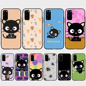 Чехол KT76 Cute Chococat для iPhone 16 15 Plus 14 13 12 11 Pro 8 7 6S 6 SE 5S X XR XS Max Realme C30 C33 C31 9I Huawei P30 Black Sofe Cover VIVO Y36 5G олений