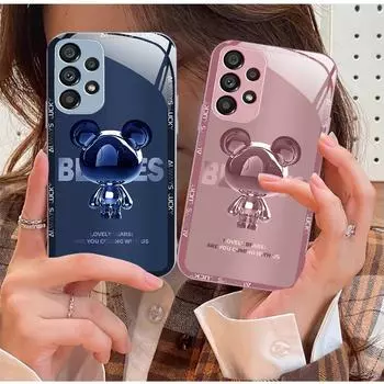 Чехол Liquid Liquid для Samsung S22Plus с изображением мультяшного металлического медведя — S11, S20FE, S9plus, стекло и премиум-бренд Tide Samsung S23 Ultra