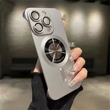 Чехол Magsafe без полей для iPhone 16 15 14 13 12 Pro Max с отверстием под логотип, чехол для iPhone 14 Pro, матовый ультратонкий жесткий чехол iPhone 16 Pro Max чёрный