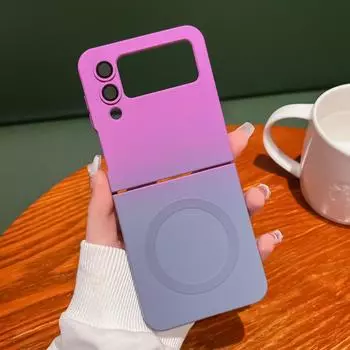 Чехол Magsafe для Samsung Galaxy Z Flip 4 3, магнитный чехол с беспроводной зарядкой, цветной градиент, приятный для кожи, силиконовый складной задний чехол for Galaxy Z Flip 4
