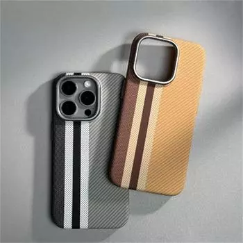 Чехол MagSafe из углеродного волокна с беспроводной зарядкой для iPhone 14 15 16 Pro Max 15Pro 13 12, цветной защитный чехол из сплава для ПК iPhone 16 Pro Max чёрный