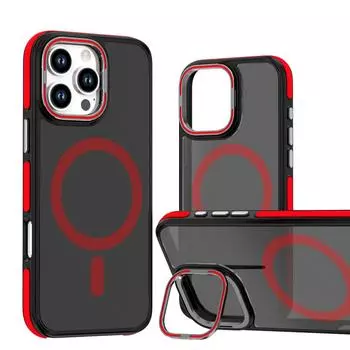 Чехол Magsafe Magnet Wireless Charging Case для iPhone 16 Pro Max 15 14 13 12 11 с металлическим держателем, жесткой защитой, подставкой для камеры, противоударным защитным чехлом For iPhone16 Pro Max чёрный