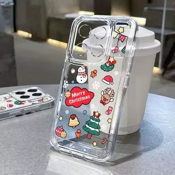 Чехол Merry Christmas Tree Snowman Elk для Xiaomi 14T 13T Pro Poco F6 X6 Redmi Note 13 12 Pro 11, прозрачный, противоударный, мягкий, силиконовый, прозрачный чехол для телефона Redmi 14C 4G