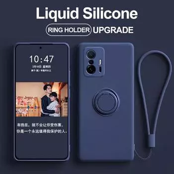 Чехол Mi 11T Pro Mi 11 Mi11 Ultra Pro Lite, жидкий силиконовый чехол с магнитным кольцом и подставкой, мягкий чехол для Xiaomi 11T Mi 11T Mi 11 T Mi11T Pro MI 11T белый