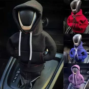 Чехол на коробку передач с капюшоном Mini, чехол на коробку передач, украшение на ручку коробки передач, подходит для механической и автоматической коробки передач, универсальный автомобильный рычаг переключения передач, декор интерьера красный