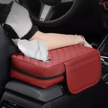Чехол на подлокотник автомобиля из кожи с тканевым хранилищем, пена с эффектом памяти, универсальная защитная подушка для центрального подлокотника автомобиля