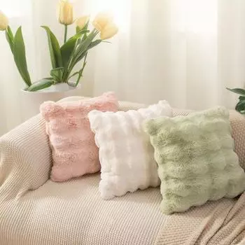 Чехол на подушку из плюшевого меха кролика Nordic Cross-Border Bubble Rabbit - подушка для дивана и спальни на осень/зиму красный