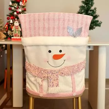 Чехол на стул Yousheng Christmas, чехол на спинку стула с изображением Санты, снеговика, оленя, розовый чехол на стул с блестками для столовой, кухни, отеля, декор для вечеринки Elk