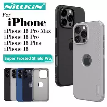 Чехол Nillkin для iPhone 16 Pro Max Frosted Shield Pro с вырезом под логотип iPhone 16 чёрный