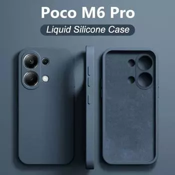 Чехол Poco M6 PocoM6 Pro, оригинальный жидкий силиконовый чехол для телефона Xiaomi Poco M6 M 6 Pro PocoM6 M6Pro, противоударный чехол на заднюю панель Poco M6 Pro 4G